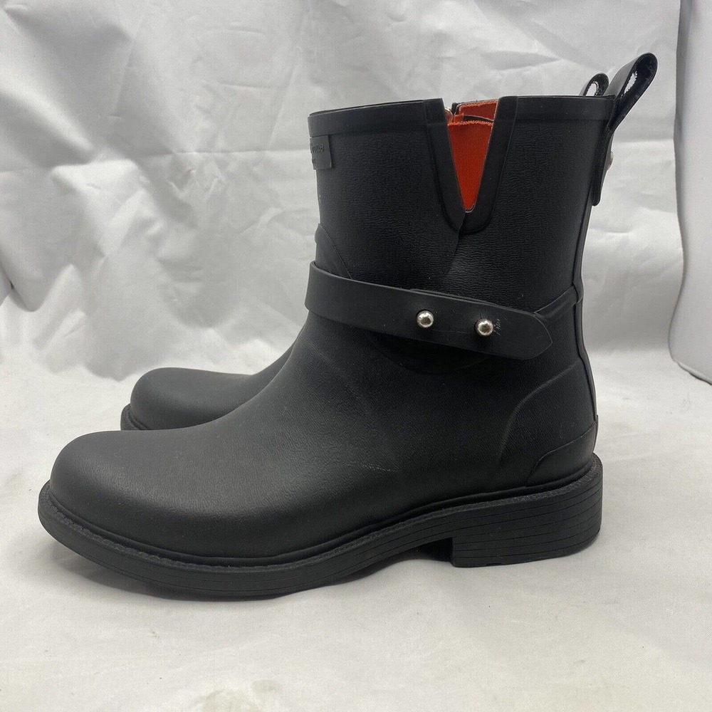 Rag & Bone New York Moto Rain Boots Black Rubber Size 37 EUR /Womens 7 US *READ - Picture 2 of 10